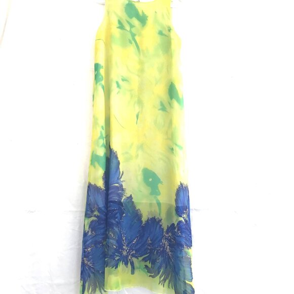 Chartreuse maxi dress women size S/M sleeveless Christmas holiday festive event - Picture 2 of 10